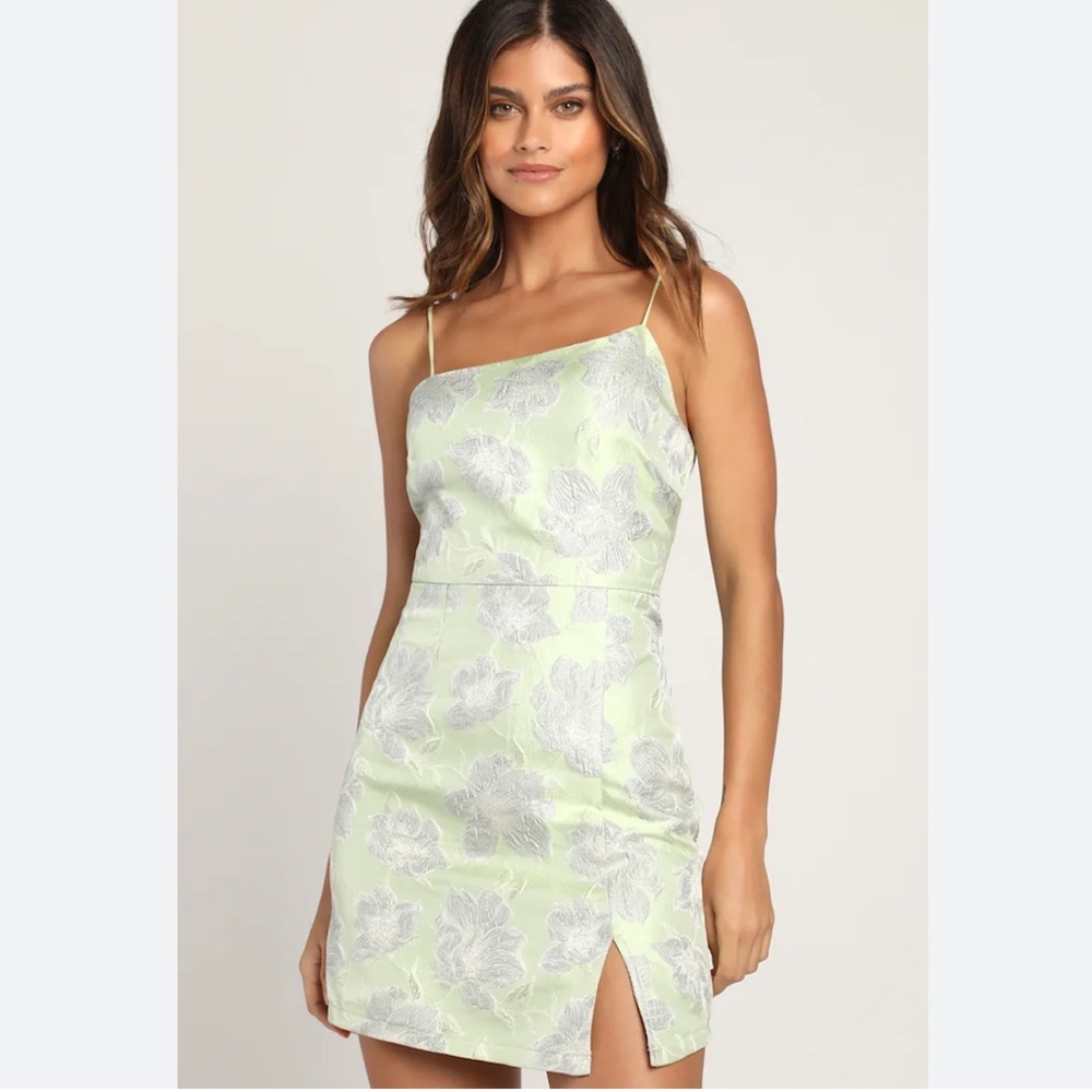 Lulu's Floral Jacquard Mini Dress